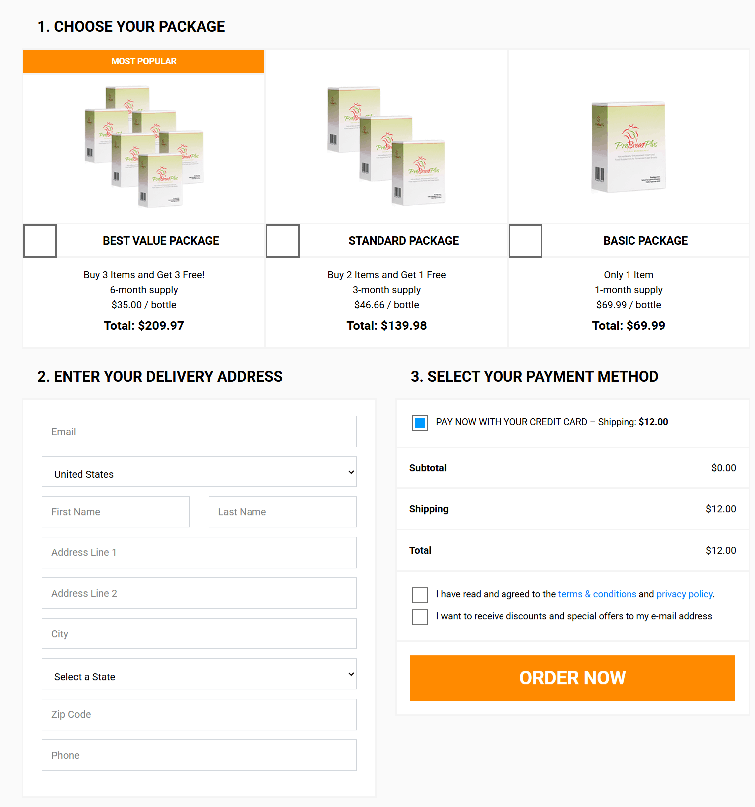 ProBreast Plus checkout page